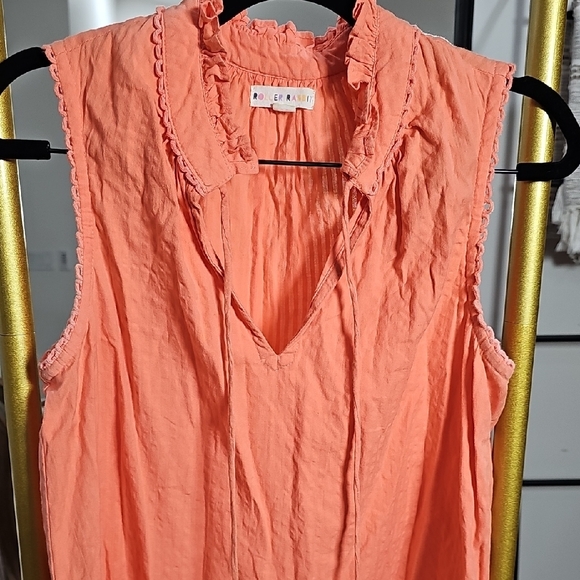Roller Rabbit Coral Ruffle Neck Blouse - Picture 5 of 7